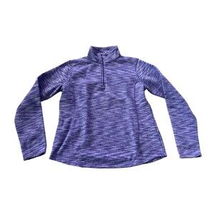 Cascade Sport Womens Activewear Top Purple Large Heather Quarter Zip Mock Neck